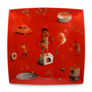 Тарелка декоративная квадратная Joao de Carvalho, 31 х 31 см, фарфор, декор, серия Ilustradores Internacionais, VISTA ALEGRE, Португалия, Тарелки декоративные премиум