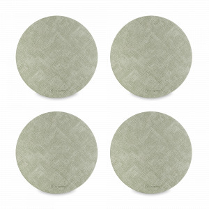 Набор из 4-х круглых подстановочных салфеток, 35 см, полиуретан, мятный, серия Leanera, LIBERTY JONES, Россия, Салфетки подстановочные