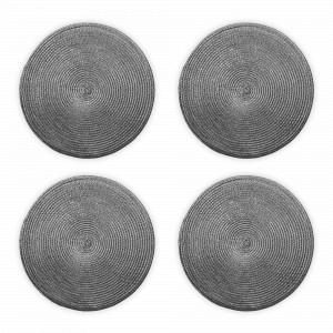 Набор из 4-х подстановочных круглых салфеток, 38 см, полиэстер, серебристый, серия Fiesta, WO HOME, Германия, Салфетки подстановочные
