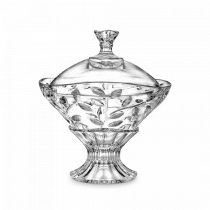 Конфетница с крышкой на ножке, 18 cм, хрустальное стекло, серия Laurus, RCR, Италия, Laurus RCR