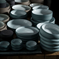 Тарелка для пасты Gray, 24 см, 600 мл, керамика, голубой, серый, ROOMERS TABLEWARE, Нидерланды_00818380041869604795.jpg