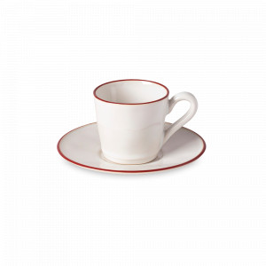 Пара чайная White/Red, 190 мл, керамика, белый, красный, серия Beja, COSTA NOVA, Португалия, Beja COSTA NOVA