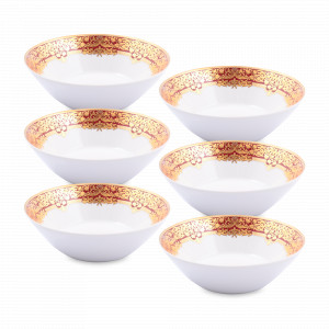 Набор из 6-ти салатников Bordeaux Gold, 19 см, фарфор, бордовый, золотой, серия Constanza Natalia, FALKENPORZELLAN, Германия, FALKENPORZELLAN (Германия)