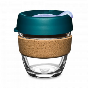 Кружка дорожная KeepCup S, 227 мл, закаленное стекло, полипропилен, пробка, морской волны, серия Brew Cork, KEEPCUP, Австралия, Термокружки