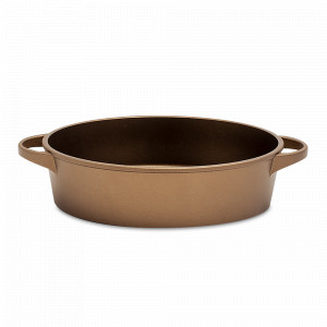 Сотейник с антипригарным покрытием с двумя фиксированными ручками для индукцинных плит, 3,9 л, 28 см, литой алюминий, золотой, серия K360, LUCHETTI, Италия, Посуда алюминиевая