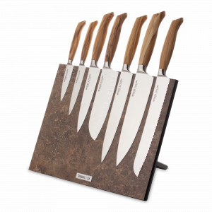 Набор кухонных ножей, 7 штук, на магнитной подставке ComposeEat, серия Ergo Line Olive, BERGER CUTLERY, Германия, Набор кухонных ножей премиум