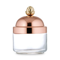 Банка для хранения сыпучих продуктов из стекла, диаметр 10 см, объем 0,5 л, стеклянная с медной крышкой, с  бронзовой декорированной ручкой, серия 8000 Stampi & Barattoli, RUFFONI, Италия