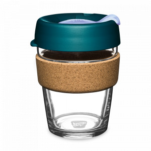 Кружка дорожная KeepCup M, 340 мл, закаленное стекло, полипропилен, пробка, морской волны, серия Brew Cork, KEEPCUP, Австралия, KEEPCUP (Австралия)