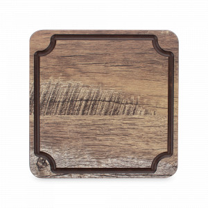 Доска для сервировки и нарезки с желобом 18 х 18 см, дуб мореный, композитный материал, серия Surface, ComposeEat, Россия, Сервировочные доски