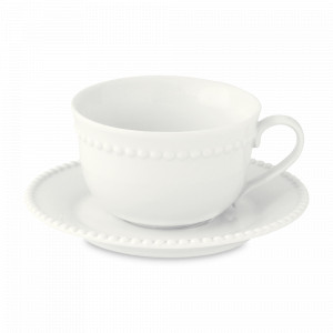 Пара чайная, 250 мл, фарфор, белый, серия Tiffany, EASY LIFE (R2S), Италия, Белые чайные пары