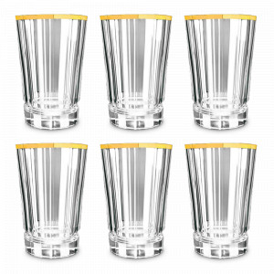 Набор из 6-ти стаканов для воды Gold, 360 мл, хрустальное стекло, позолота, серия Macassar, CRISTAL D ARQUES, Франция, Набор стаканов для воды 6 шт