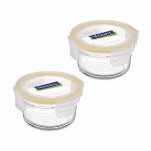Набор из 2-х круглых контейнеров, 350 мл, стекло, пластик, GLASSLOCK, Корея, Наборы контейнеров GLASSLOCK