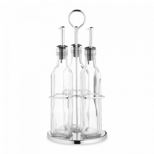 Набор из 3-х  бутылок для масла или уксуса на подставке, 270 мл, стекло, нержавеющая сталь, серия World of Flavours, KITCHEN CRAFT, Великобритания, Kitchen Craft World of Flavours