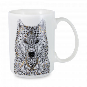 Кружка Волк, 500 мл, фарфор, белый, декор, серия Wild, ANNA LAFARG, Китай, Большие кружки
