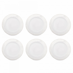 Набор из 6-ти закусочный тарелок, 21 см, фарфор, белый, декор, серия Жемчуг, REPAST, Чехия, Тарелки REPAST