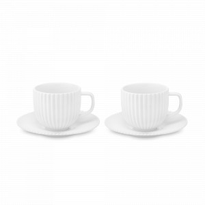 Набор из 2-х чайных пар, 250 мл, фарфор, белый, серия Edge, TKANO, Россия, Наборы фарфоровых чашек с блюдцами