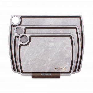 Набор из 3-х разделочных досок на подставке, мрамор светлый, в подарочной упаковке, композитный материал, серия Fashion, ComposeEat, Россия, COMPOSE EAT (Россия)