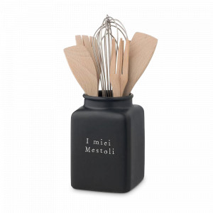 Органайзер для кухонных принадлежностей, 18.5 см, керамика, черный, серия Nero Easy, NUOVA CER, Италия, Nero Easy NUOVA CER