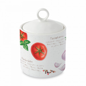 Банка для хранения, 700 мл, фарфор, белый, декор, серия Домашняя кухня, EASY LIFE (R2S), Италия, Китайский фарфор