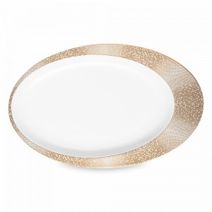 Блюдо овальное, 32  х см, костяной фарфор, белый, золотой, серия Золотая пыль, NARUMI, Япония, NARUMI (Япония)