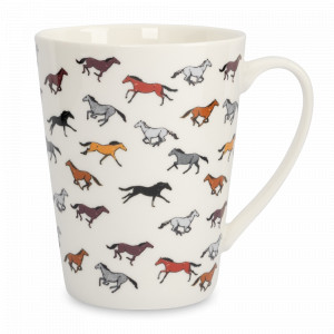 Кружка «Бегущие лошади», 420 мл, фарфор, белый, декор, серия Horse, ANNA LAFARG, Китай, Кружки