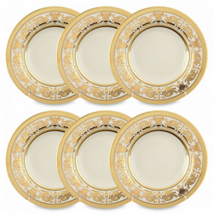 Набор из 6-ти суповых тарелок Creme Gold, 22.5 см, фарфор, кремовый, золотой, серия Imperial, FALKENPORZELLAN, Германия, Наборы глубоких тарелок