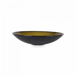 Тарелка для пасты Black/Gold, 24 см, каменная керамика, черный, золотой, ROOMERS TABLEWARE, Нидерланды, Тарелки для пасты