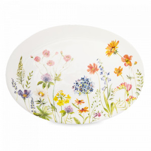 Блюдо овальное, 40 х 29 см, керамика, белый, декор, серия Полевые цветы, DECOR DE TABLE, Россия, Блюда сервировочные, менажницы