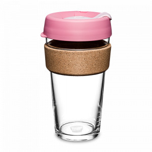 Кружка дорожная Saskatoon L, объем: 454 мл, материал: закаленное стекло, пластик, пробка, цвет: розовый, серия Brew Cork, KEEPCUP, Австралия, KEEPCUP (Австралия)