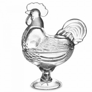 Конфетница с крышкой Петушок, 15.5 х 21 см, стекло, DECOR DE TABLE, Россия, Конфетницы