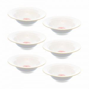 Набор из 6-ти салатников Red Gold, 21.5 см, фарфор, белый, красный, серия PBC-Corallo, FALKENPORZELLAN, Германия, Скидка до -30% на фарфор FALKENPORZELLAN