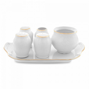 Набор для специй, 6 предметов, фарфор, белый, золотой, серия Белый узор, BERNADOTTE, Чехия, НОВИНКИ