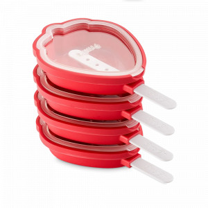 Набор из 4-х форм для мороженого «Клубника», 95 мл, 15 х 9 см, силикон, красный, серия Ice, LEKUE, Испания, Ice LEKUE