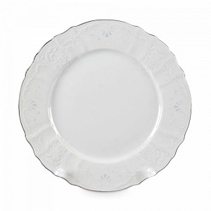 Тарелка обеденная, 27 см, фарфор, белый, декор, серия Платиновый узор, BERNADOTTE, Чехия, Тарелки