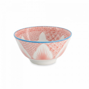 Салатник порционный Lily Flower Oriental HB, 14.8 см, 550 мл, фарфор, белый, красный, серия Mixed Bowls, TOKYO DESIGN, Нидерланды, Салатники порционные
