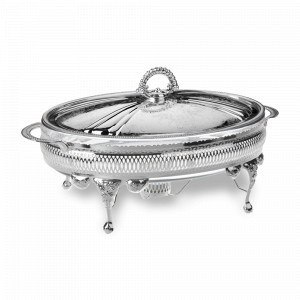Мармит овальный с крышкой и с подогревом, 33 х 22 см, нержавеющая сталь, стекло, серебро, QUEEN ANNE, Великобритания, QUEEN ANNE (Великобритания)