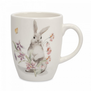Кружка , 330 мл, керамика, белый, декор, серия Flower Rabbit, ANNA LAFARG, Китай, Flower Rabbit ANNA LAFARG