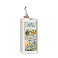 Бутылка для масла Lavender, 250 мл, керамика, белый, декор, серия Oliere in Fiore, NUOVA CER, Италия