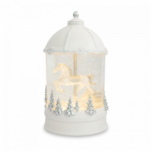 Украшение Снежный фонарь с подсветкой «Лошадь под куполом», 20 см, пластик, серебристый, серия Horse, ANNA LAFARG, Китай, Horse ANNA LAFARG