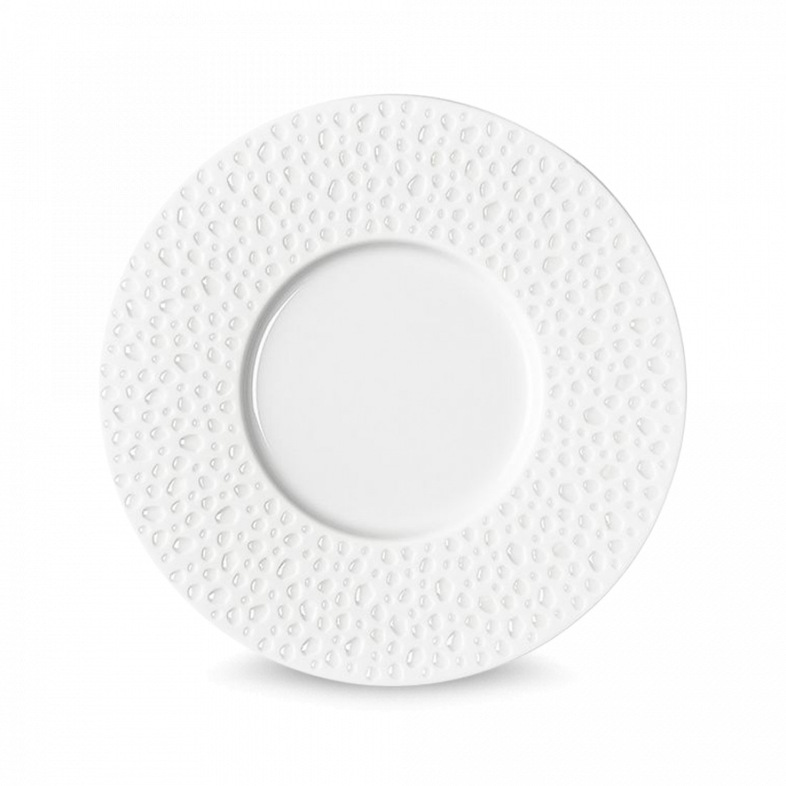Блюдце для чайной чашки PERLES DE ROSEE, 15.8 см, фарфор, белый, рельеф, серия Collection L, GUY DEGRENNE, Франция