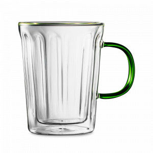 Кружка с двойными стенками, 450 мл, боросиликатное стекло, зеленая ручка, серия Cafe de Paris, DECOR DE TABLE, Россия, DECOR DE TABLE (Россия)