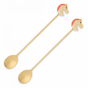 Набор из 2-х десертных ложек «Конь», 20 см, сталь, золотистый, серия Horse, ANNA LAFARG, Китай, Кухонные принадлежности ANNA LAFARG