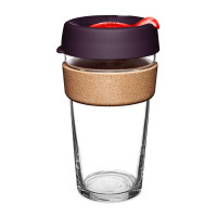 Кружка дорожная Brew Cork L, закаленное стекло, пластик, 454 мл, серия Red Bells, KEEPCUP, Австралия