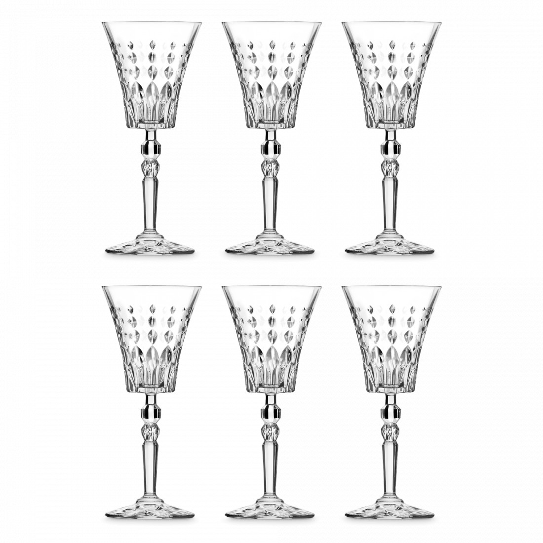 Набор из 6-ти бокалов для вина, 210 мл, хрустальное стекло, серия Marilyn, RCR, Италия