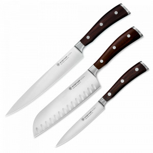 Набор из 3-х кухонных ножей поварская тройка, серия Ikon, WUESTHOF, Золинген, Германия, Набор ножей сантоку