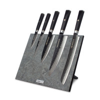 Набор кухонных ножей, 5 штук, на магнитной подставке, серия Black Damascus, HEIMCUT, Россия