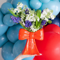 Ваза для цветов, 20 см, керамика, красный, серия Bow, DOIY, Испания_00819740048319193391.jpg