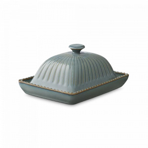 Маслёнка , 11,5 х 16 х 8 см, фарфор, синий, коричневый, серия Kitchen Spirit, TKANO, Россия, Икорницы, масленки