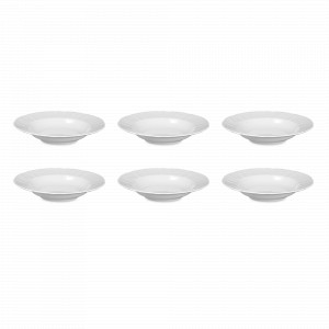 Набор из 6-ти тарелок для пасты, 23 см, фарфор, белый, серия Недекорированный, BERNADOTTE, Чехия, Тарелки белые