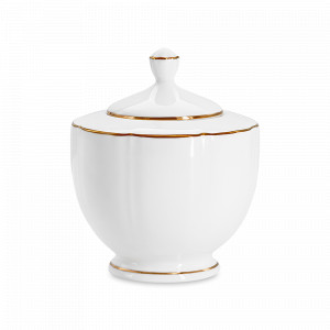 Сахарница «Лотос», 250 мл, костяной фарфор, белый, золотой, серия Emily, ANNA LAFARG, Китай, Чайники и предметы сервировки ANNA LAFARG
